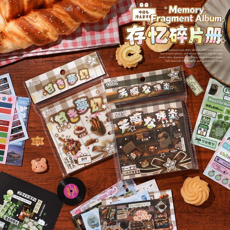 Snacks Food Labels - 30 Pezzi di Adesivi Estetici Vintage