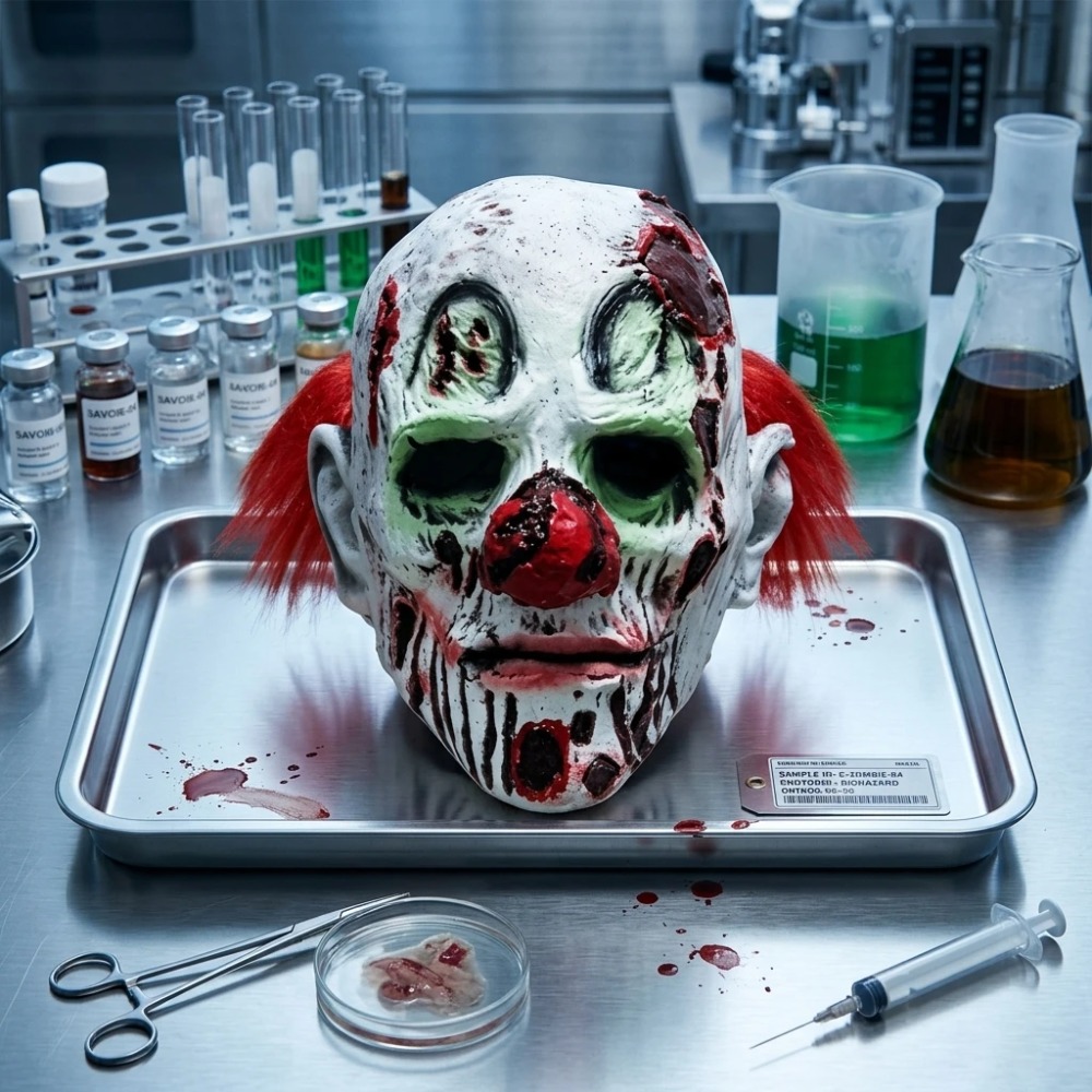 Zombie Snacks - Maschera in lattice horror con capelli