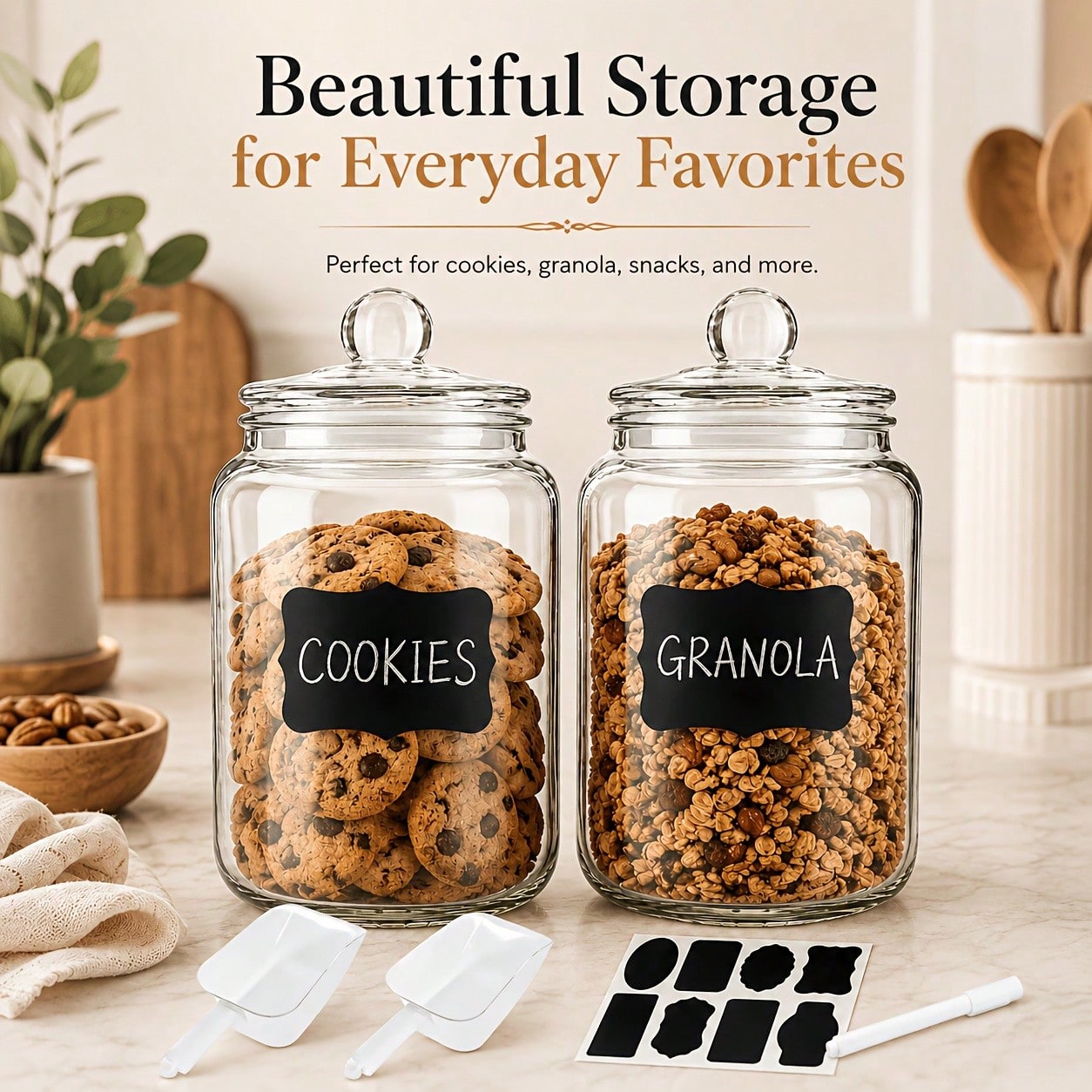 Set di 2 barattoli in vetro co - Snacks Food Labels recensione e prezzo